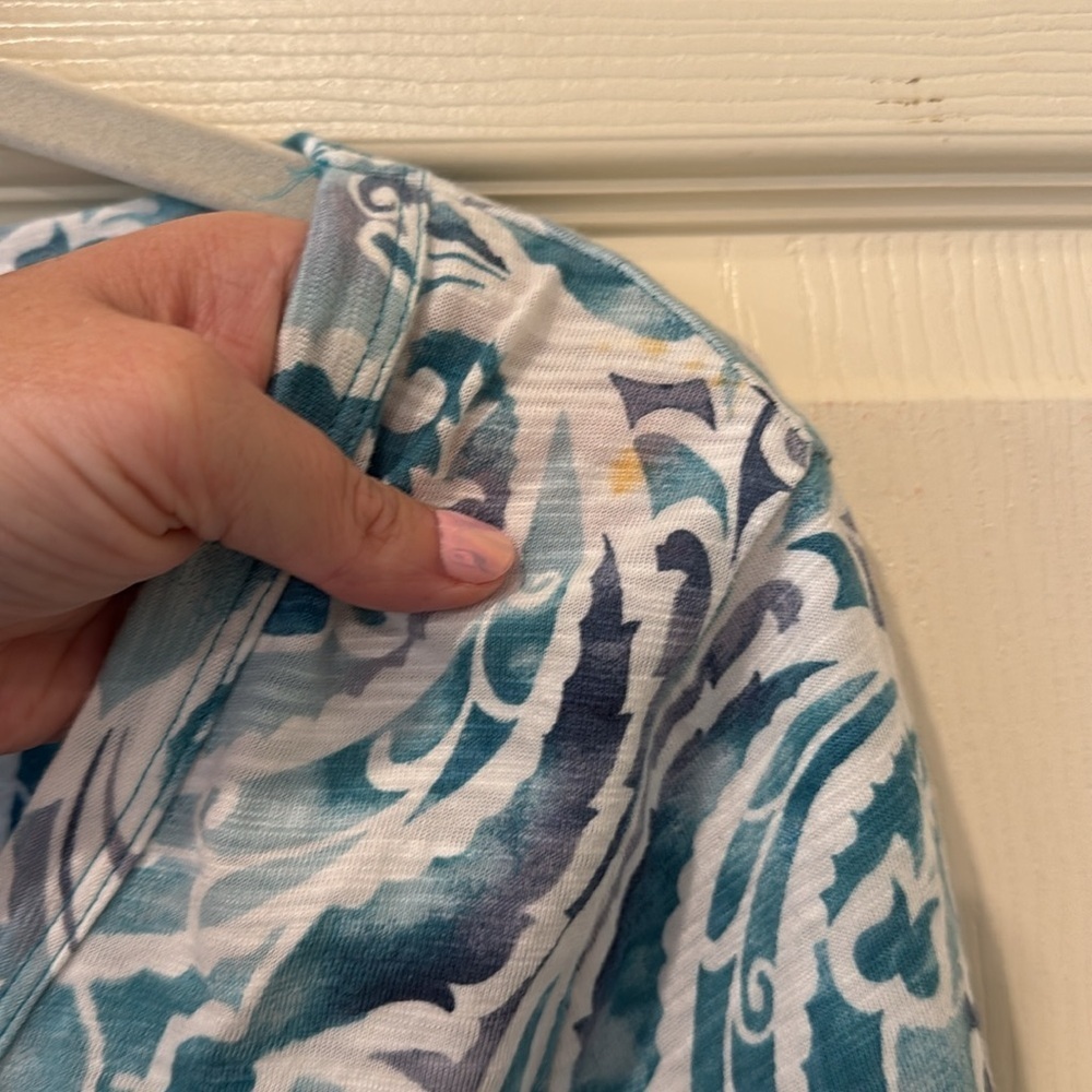 Chicos blue paisley 3/4 sleeve top, size 0 🔵 - Picture 5 of 6
